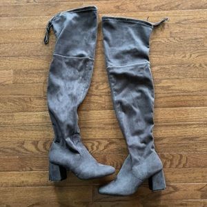 GC Shoes Over the Knee Boots - Grey - Size 8 - Wide Heel